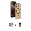 ieg™ iPhone 16 Pro Max Kılıf Doruk Doku Özel Seri - Siyah Buffer Cam Ekran Koruyucu + Pers Alüminyum Kamera Lens - GI