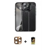 ieg™ iPhone 16 Pro Max Kılıf Doruk Klasik Özel Seri - Siyah Buffer Cam Ekran Koruyucu + Pers Alüminyum Kamera Lens - CLTM