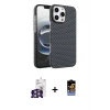 ieg™ iPhone 16 Pro Max Kılıf Doruk Serisi - Siyah Buffer Hayalet Cam Ekran Koruyucu + Bilvis Titan Kamera Lens - GS