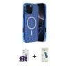 ieg™ iPhone 16 Pro Max Kılıf Eksen Çizgi - Şeffaf Pasifik Cam Ekran Koruyucu + Bilvis Titan Kamera Lens - SH