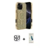 ieg™ iPhone 16 Pro Max Kılıf Eksen Çizgi - Şeffaf Pasifik Cam Ekran Koruyucu + Pers Alüminyum Kamera Lens - GI