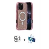 ieg™ iPhone 16 Pro Max Kılıf Eksen Çizgi - Siyah 3D Antistatik Seramik Nano Ekran Koruyucu + Pers Alüminyum Kamera Lens - GS