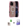 ieg™ iPhone 16 Pro Max Kılıf Eksen Çizgi - Siyah Bilvis 5in1 5D Magic Hayalet Cam Ekran Koruyucu + Raze Metal Kamera Lens - NLGY