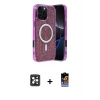ieg™ iPhone 16 Pro Max Kılıf Eksen Çizgi - Siyah Buffer Hayalet Cam Ekran Koruyucu + PVD Metal Kamera Lens - SH