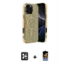ieg™ iPhone 16 Pro Max Kılıf Eksen Çizgi - Siyah Buffer Hayalet Cam Ekran Koruyucu + PVD Metal Kamera Lens - SH