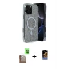 ieg™ iPhone 16 Pro Max Kılıf Eksen Çizgi - Siyah Buffer Hayalet Cam Ekran Koruyucu + Raze Metal Kamera Lens - CLTM