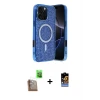 ieg™ iPhone 16 Pro Max Kılıf Eksen Çizgi - Siyah Buffer Hayalet Cam Ekran Koruyucu + Raze Metal Kamera Lens - CLTM