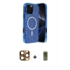 ieg™ iPhone 16 Pro Max Kılıf Eksen Çizgi - Siyah Joko Magic 5D Hayalet Cam + Pers Alüminyum Kamera Lens - CLTM