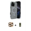 ieg™ iPhone 16 Pro Max Kılıf Eksen Çizgi - Siyah Joko Magic 5D Hayalet Cam + Pers Alüminyum Kamera Lens - CLTM