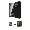 ieg™ iPhone 16 Pro Max Kılıf Eksen Form Prime - Şeffaf 360 Full Body Arka Koruyucu + PVD Metal Kamera Lens - GD