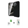 ieg™ iPhone 16 Pro Max Kılıf Eksen Form Prime - Şeffaf Pasifik Cam Ekran Koruyucu + Raze Metal Kamera Lens - BZ