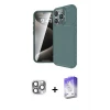 ieg™ iPhone 16 Pro Max Kılıf Eksen Form Prime - Siyah Bilvis 5in1 3D Magic Cam Ekran Koruyucu + Pers Alüminyum Kamera Lens - GI