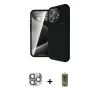 ieg™ iPhone 16 Pro Max Kılıf Eksen Form Prime - Siyah Joko Magic 5D Hayalet Cam + Pers Alüminyum Kamera Lens - GI