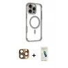 ieg™ iPhone 16 Pro Max Kılıf Eksen Klasik Koleksiyonu - Şeffaf Pasifik Cam Ekran Koruyucu + Pers Alüminyum Kamera Lens - CLTM