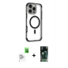 ieg™ iPhone 16 Pro Max Kılıf Eksen Klasik Koleksiyonu - Siyah 360 Mat Full Body Arka Koruyucu + Raze Metal Kamera Lens - BZ