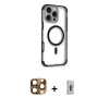 ieg™ iPhone 16 Pro Max Kılıf Eksen Klasik Koleksiyonu - Siyah Bilvis 3D Cam Ekran Koruyucu + Pers Alüminyum Kamera Lens - CLTM