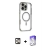 ieg™ iPhone 16 Pro Max Kılıf Eksen Klasik Koleksiyonu - Siyah Bilvis 5in1 3D Magic Cam Ekran Koruyucu + PVD Metal Kamera Lens - GD