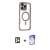 ieg™ iPhone 16 Pro Max Kılıf Eksen Klasik Koleksiyonu - Siyah Bilvis 5in1 3D Magic Cam Ekran Koruyucu + PVD Metal Kamera Lens - GD