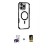 ieg™ iPhone 16 Pro Max Kılıf Eksen Klasik Koleksiyonu - Siyah Buffer Cam Ekran Koruyucu + Bilvis Titan Kamera Lens - TMGI