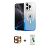 ieg™ iPhone 16 Pro Max Kılıf Eksen Minimal Özel Seri - Şeffaf Pasifik Cam Ekran Koruyucu + Pers Alüminyum Kamera Lens - CLTM