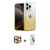 ieg™ iPhone 16 Pro Max Kılıf Eksen Minimal Özel Seri - Şeffaf Pasifik Cam Ekran Koruyucu + Pers Alüminyum Kamera Lens - CLTM