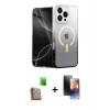 ieg™ iPhone 16 Pro Max Kılıf Eksen Minimal Özel Seri - Siyah 3D Antistatik Mat Seramik Nano Ekran Koruyucu + Raze Metal Kamera Lens - CLTM