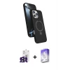 ieg™ iPhone 16 Pro Max Kılıf İz Işık Koleksiyonu - Siyah Bilvis 5in1 3D Magic Cam Ekran Koruyucu + Bilvis Titan Kamera Lens - SH
