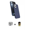 ieg™ iPhone 16 Pro Max Kılıf İz Işık Koleksiyonu - Siyah Buffer Cam Ekran Koruyucu + Pers Alüminyum Kamera Lens - GI
