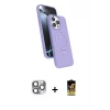 ieg™ iPhone 16 Pro Max Kılıf İz Işık Koleksiyonu - Siyah Buffer Cam Ekran Koruyucu + Pers Alüminyum Kamera Lens - GI