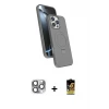 ieg™ iPhone 16 Pro Max Kılıf İz Işık Koleksiyonu - Siyah Buffer Cam Ekran Koruyucu + Pers Alüminyum Kamera Lens - GI