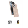 ieg™ iPhone 16 Pro Max Kılıf İz Işık Koleksiyonu - Siyah Buffer Cam Ekran Koruyucu + Pers Alüminyum Kamera Lens - GI