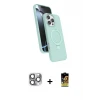 ieg™ iPhone 16 Pro Max Kılıf İz Işık Koleksiyonu - Siyah Buffer Cam Ekran Koruyucu + Pers Alüminyum Kamera Lens - GI