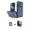 ieg™ iPhone 16 Pro Max Kılıf İz Modern Prime - Siyah 3D Antistatik Mat Seramik Nano Ekran Koruyucu + PVD Metal Kamera Lens - GS