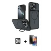 ieg™ iPhone 16 Pro Max Kılıf İz Modern Prime - Siyah 3D Antistatik Mat Seramik Nano Ekran Koruyucu + PVD Metal Kamera Lens - GS