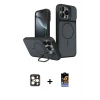 ieg™ iPhone 16 Pro Max Kılıf İz Modern Prime - Siyah Buffer Hayalet Cam Ekran Koruyucu + PVD Metal Kamera Lens - GD