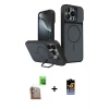 ieg™ iPhone 16 Pro Max Kılıf İz Modern Prime - Siyah Buffer Hayalet Cam Ekran Koruyucu + Raze Metal Kamera Lens - CLTM