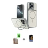 ieg™ iPhone 16 Pro Max Kılıf İz Modern Prime - Siyah Buffer Hayalet Cam Ekran Koruyucu + Raze Metal Kamera Lens - CLTM