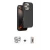 ieg™ iPhone 16 Pro Max Kılıf Kıvılcım Çizgi Serisi - Siyah Bilvis 3D Cam Ekran Koruyucu + Pers Alüminyum Kamera Lens - GS