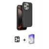 ieg™ iPhone 16 Pro Max Kılıf Kıvılcım Çizgi Serisi - Siyah Bilvis 5in1 3D Magic Cam Ekran Koruyucu + PVD Metal Kamera Lens - GD