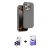 ieg™ iPhone 16 Pro Max Kılıf Kıvılcım Çizgi Serisi - Siyah Bilvis 5in1 5D Magic Hayalet Cam Ekran Koruyucu + Bilvis Titan Kamera Lens - SH