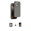 ieg™ iPhone 16 Pro Max Kılıf Kıvılcım Çizgi Serisi - Siyah Buffer Hayalet Cam Ekran Koruyucu + PVD Metal Kamera Lens - GD