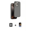 ieg™ iPhone 16 Pro Max Kılıf Kıvılcım Çizgi Serisi - Siyah Buffer Hayalet Cam Ekran Koruyucu + PVD Metal Kamera Lens - SH