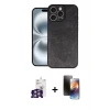 ieg™ iPhone 16 Pro Max Kılıf Kıvılcım Işık Serisi - Siyah 3D Antistatik Mat Seramik Nano Ekran Koruyucu + Bilvis Titan Kamera Lens - GS