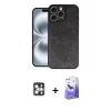 ieg™ iPhone 16 Pro Max Kılıf Kıvılcım Işık Serisi - Siyah Bilvis 5in1 5D Magic Hayalet Cam Ekran Koruyucu + PVD Metal Kamera Lens - GS