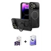 ieg™ iPhone 16 Pro Max Kılıf Kıvılcım Modern Serisi - Siyah Bilvis 5in1 5D Magic Hayalet Cam Ekran Koruyucu + Bilvis Titan Kamera Lens - GS