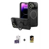 ieg™ iPhone 16 Pro Max Kılıf Kıvılcım Modern Serisi - Siyah Buffer Cam Ekran Koruyucu + Bilvis Titan Kamera Lens - TMGI