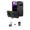ieg™ iPhone 16 Pro Max Kılıf Kıvılcım Modern Serisi - Siyah Buffer Hayalet Cam Ekran Koruyucu + Bilvis Titan Kamera Lens - TMGI