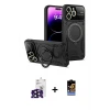 ieg™ iPhone 16 Pro Max Kılıf Kıvılcım Modern Serisi - Siyah Buffer Hayalet Cam Ekran Koruyucu + Bilvis Titan Kamera Lens - SH