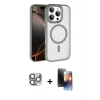 ieg™ iPhone 16 Pro Max Kılıf Kıvılcım Prime - Siyah 3D Antistatik Mat Seramik Nano Ekran Koruyucu + Pers Alüminyum Kamera Lens - GI