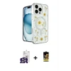 ieg™ iPhone 16 Pro Max Kılıf Kozmos Doku - Siyah Buffer Cam Ekran Koruyucu + Bilvis Titan Kamera Lens - GS
